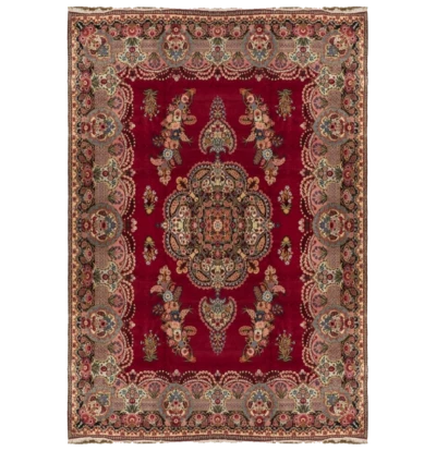 Semi-antique Handmade Red Persian Birjand Rug 50180